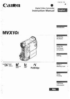 Canon MVX 10 i manual. Camera Instructions.